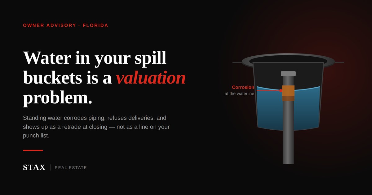 Water in Your Spill Buckets Is a Valuation Problem, Not a Maintenance Problem
